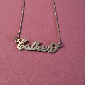 Stirling Silver "Esther" Name Necklace 8in Drop